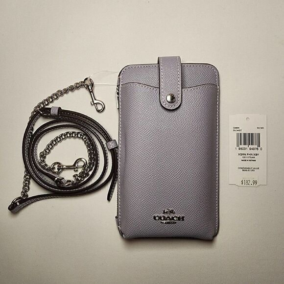 NWT Coach C6884 North/South Phone Crossbody In Crossgrain Mist Purple